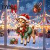 Static Glass Decals Christmas Sheep Window Cling, PVC Stickers, Reusable Cartoon Cute Art Lamb Sticker for Holiday Party Home Store Decoration