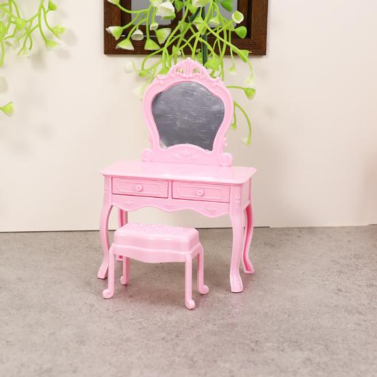 Doll Mansion Furniture Set Miniature Dressing Table Bunk Bed Bedside Table Dolls Bedroom Accessories for Kids Pretend Play