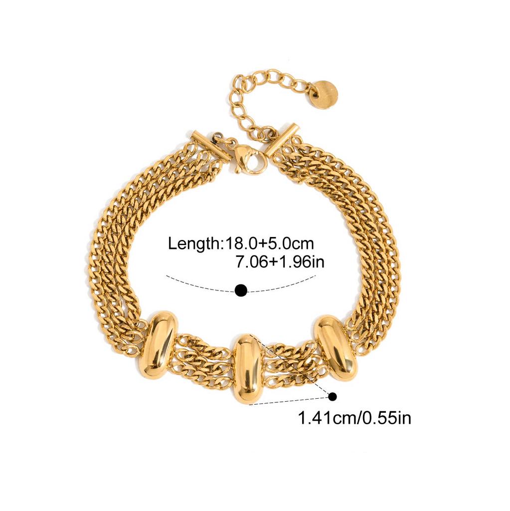 Yori Geometric Hollow Double Layer Hollow Spring Open Bracelet Bangle Waterproof 18K Gold Plated Texture Jewelry New