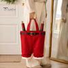 Christmas Party Favor Bags Santa Pants Shaped Candy Bag, Large Wine Bottle Holder with Festive Fabric Decorations Handle, Holiday Treat Tote