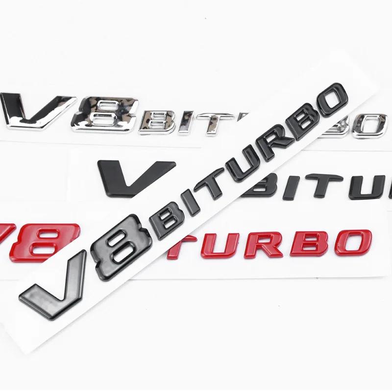 V8 BITURBO Letter 3D ABS Car Sticker for Mercedes Benz Twin Turbo Logo Fender Modification Label Decorative Decal Accessories