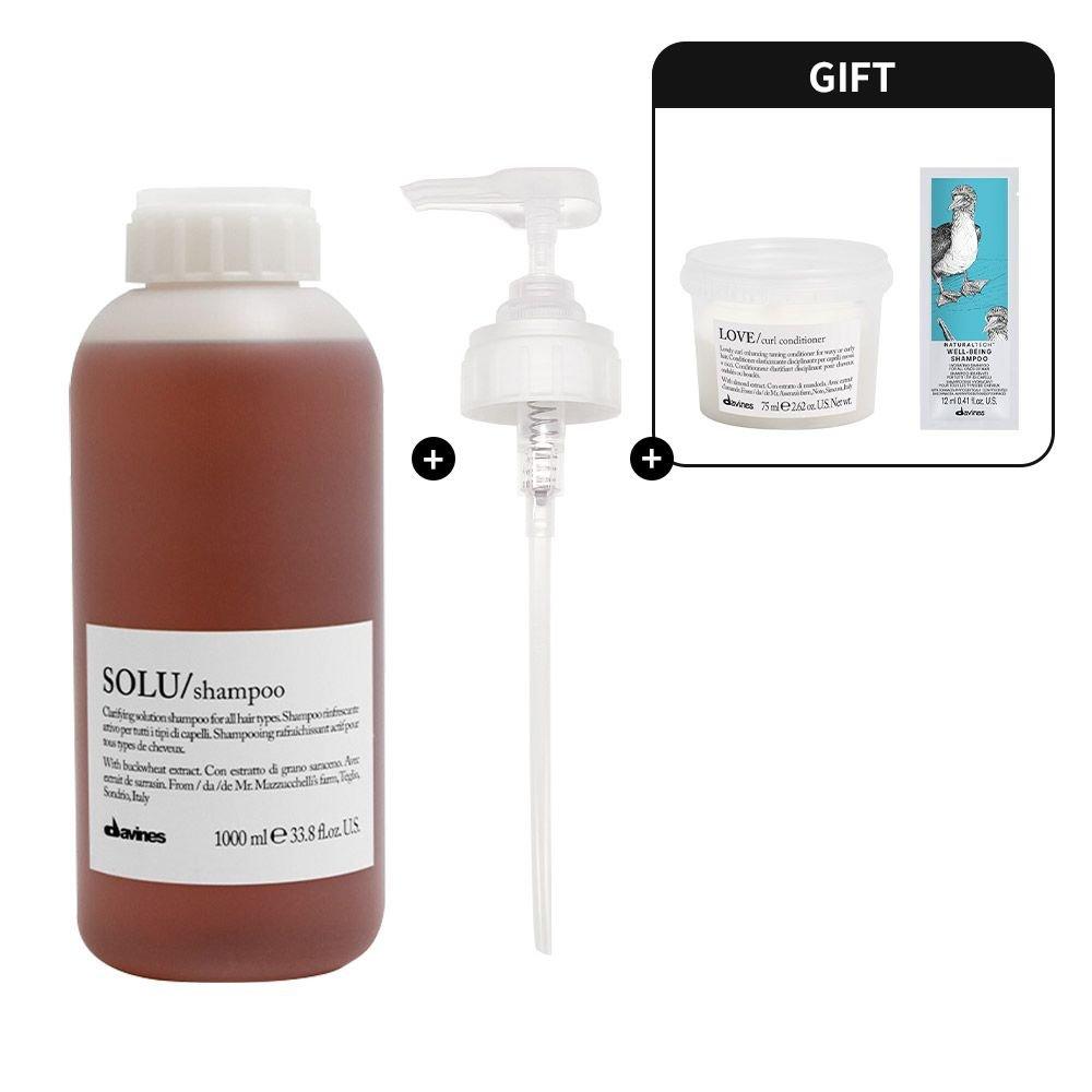 [Exclusive] Solu Shampoo 1000ml (+Love Curl Conditioner 75ml, Wellbeing Shampoo 12ml)