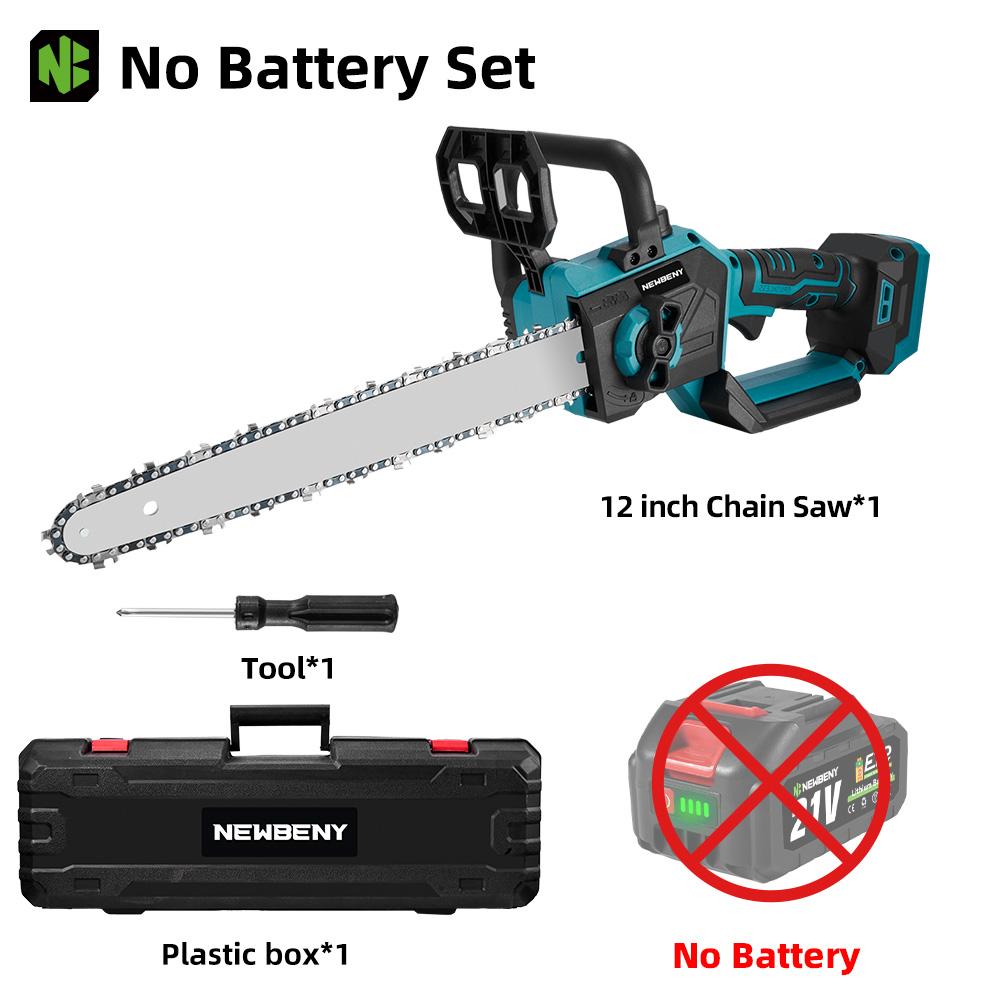 Newbeny Motosega elettrica senza spazzole da 12 pollici con display a LED, sega da giardino per il taglio del legno senza fili, per batteria Makita da 18 V