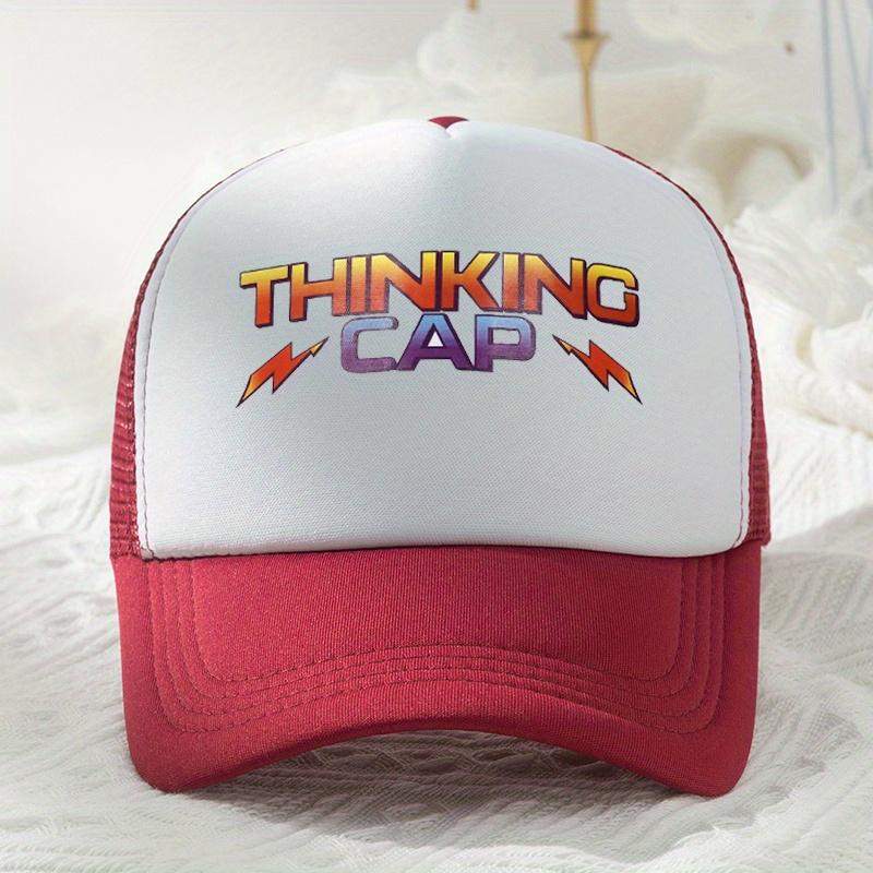 Thinking Cap Graphic Trucker Hat Retro Colorful Print Mesh Breathable Unisex Adult Outdoor Baseball Cap