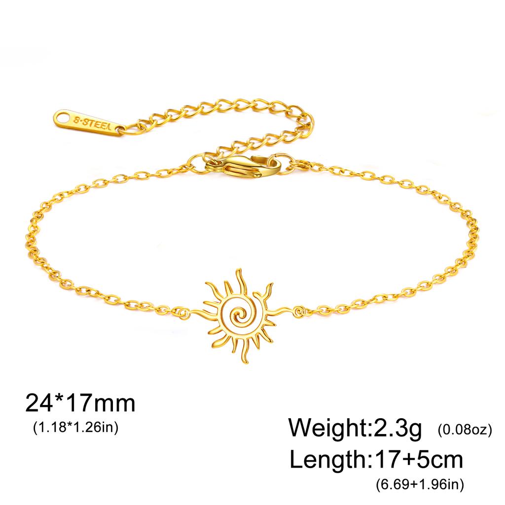 Cazador Stainless Steel Swirl Spiral Sun Totem Charm Bracelets Jewelry Gold Color Women's Hand Bracelet 2026 Trend Wholesale