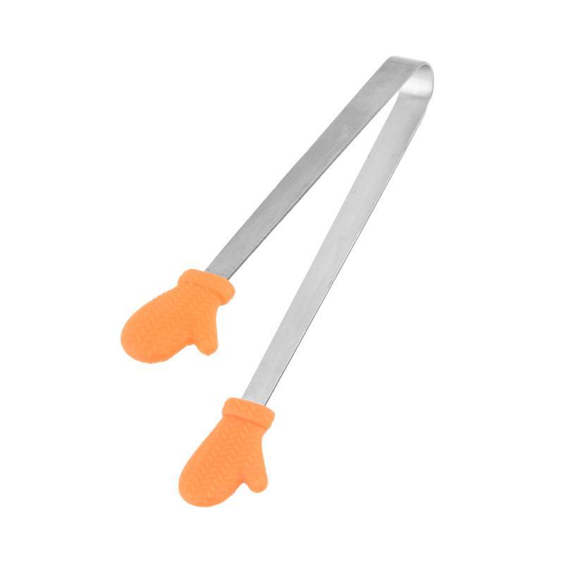 Pinças Mini para Lanches de Silicone e Aço Inoxidável Pegas Antiderrapantes Churrasco Pão Cubo de Gelo Clip Acessórios de Cozinha Churrasco