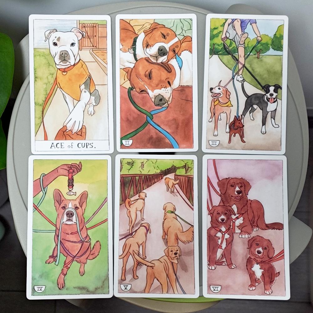 12*7cm Dog Tarot Deck In Rigid Box, 78 Pcs Cards Inspired By Wise Companion Printed On 350GSM Double-embossed Cardstock