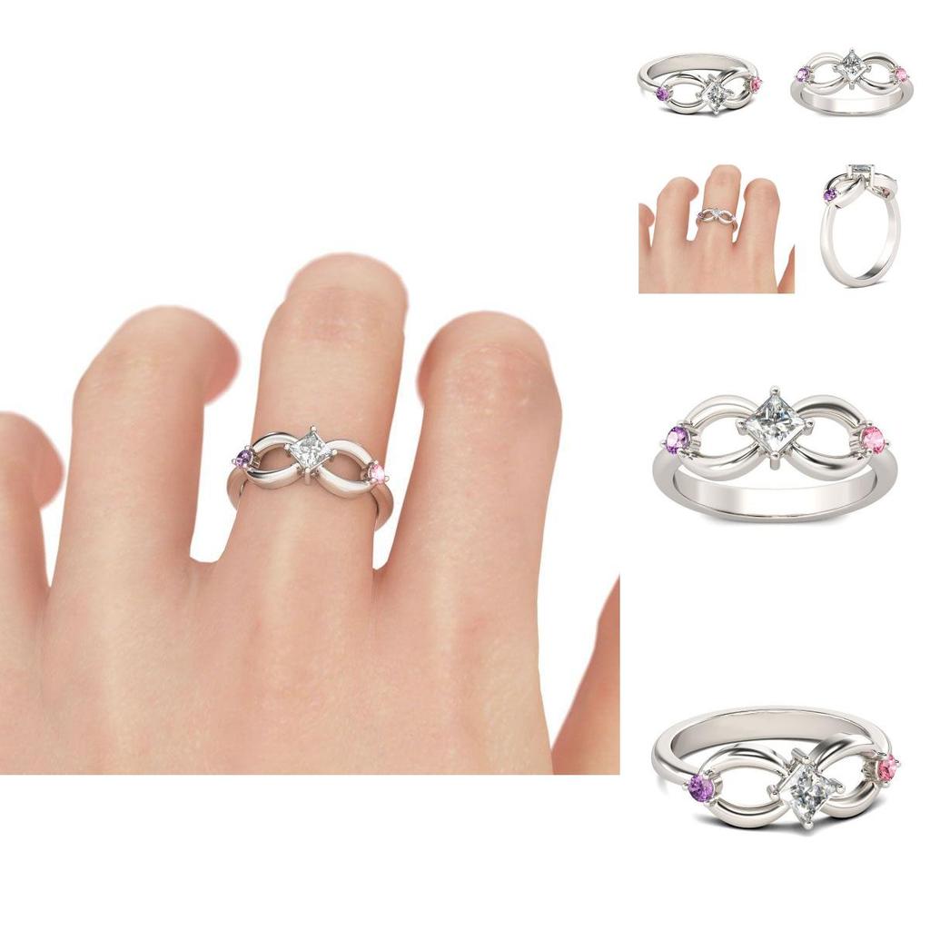 Bague Élégante Mode Plaqué Argent Avec Strass Alliage Design Infini