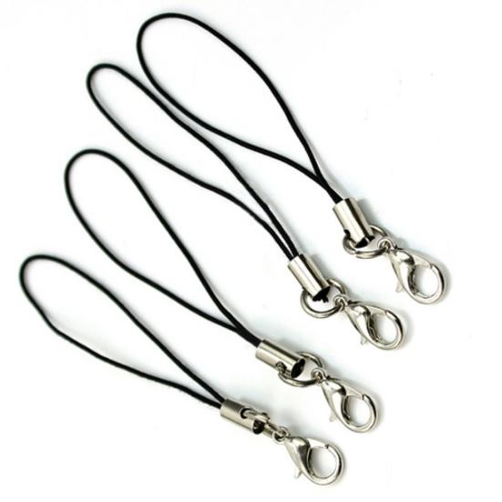 100 Pcs Black Mobile Cell Phone Lanyards Cords Straps Lariat with Lobster Clasps