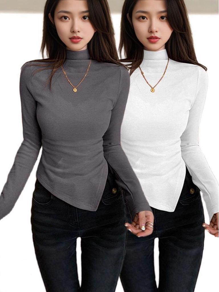 Women's Slim Fit Irregular Long Sleeve Top