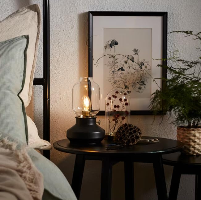 Tischlampe, dimmbar, anthrazit, 25 cm (103.238.96) LED-Lampe, E17, 210 Lumen, dimmbar, Kronleuchter, braunes Klarglas (605.392.57) Gehäuse und LED-Birne(n)