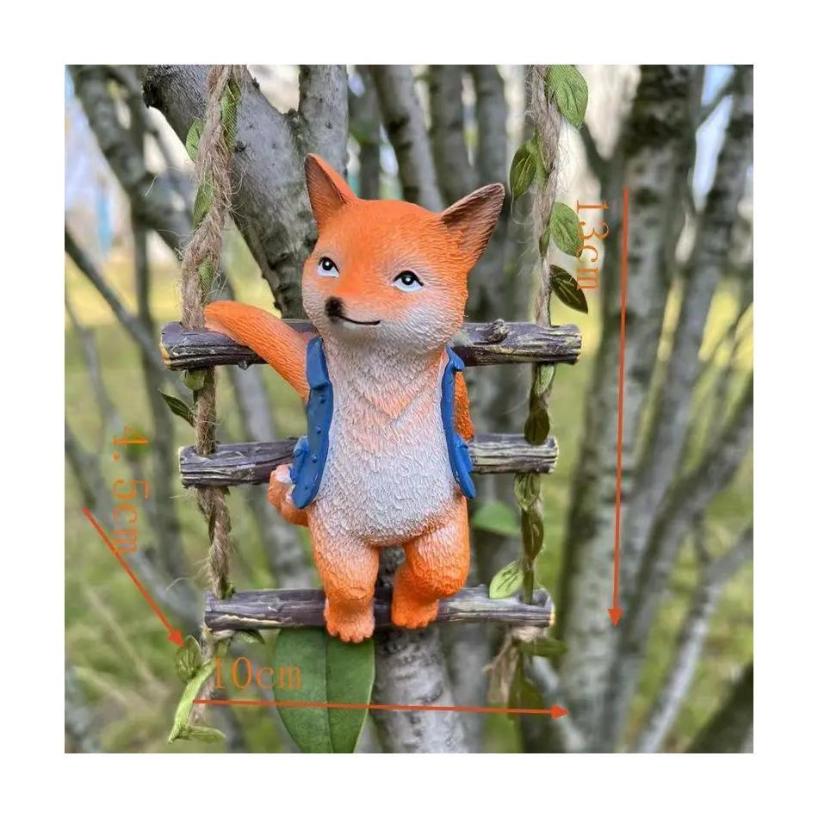 1 Pcs Cute Fox Garden Outdoor Courtyard Home Creative Decoration Small Ornaments Resin Crafts Horticultural Animal Pendants