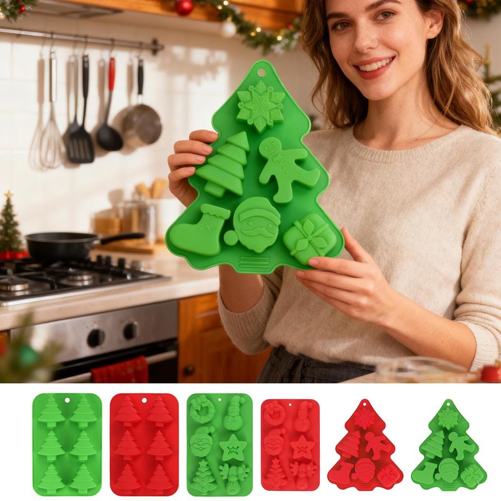 Christmas Silicone Molds Non Stick Christmas Silicone Cake Baking Mold Christmas Candy Molds for Cake Soap Candy Ice Cookie