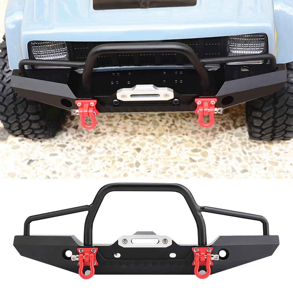 1 10 RC Crawler Metal Front Bumper LED Light for Traxxas TRX 4 SCX10II 90046 Car (Flat)