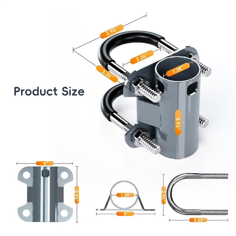 U Bolt Pole Clamp Bracket RV Mast Pole Mounting Bracket Clamp Stable Support Hoop Clamp Fixing Bracket For Camping Roof Yacht