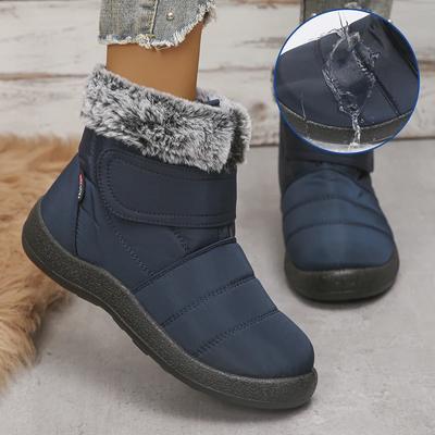 Moda Nova Inverno Quente Botas de Neve Femininas Impermeáveis Quentes Algodão Peludo Sapatos Femininos Leves Moda Botas de Cano Curto de Pele Falsa Tamanho Grande
