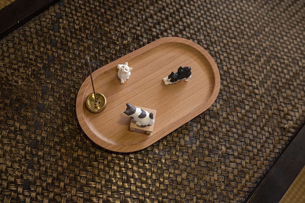 Bombinate Incense Cat Wooden Cute Japanese Beech Wood Holder, Design, Plate, Style,