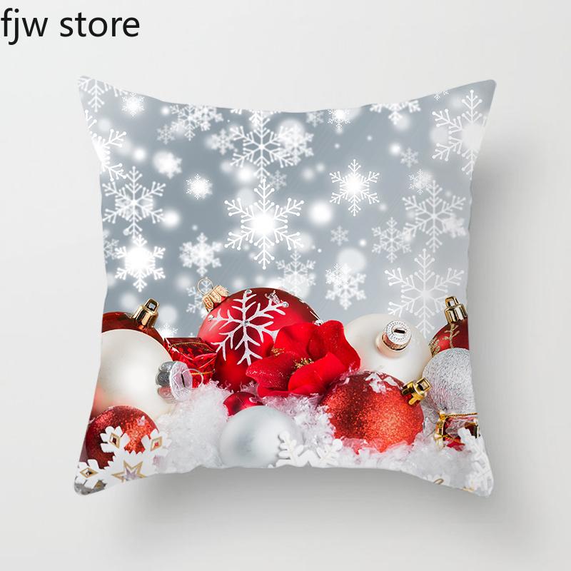 Christmas Decorative Pillowcase  Ball Gift Pendant Printed  Sofa Cushion Cover New Year Home Decoration