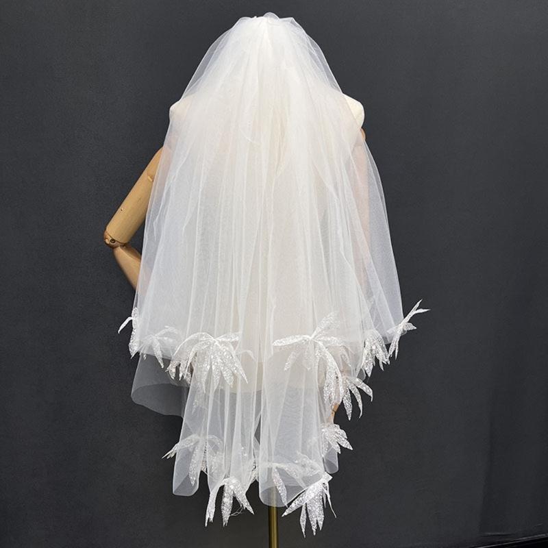 Elegant Puff Veil Bride Tulle HeadVeil Headpiece For Wedding Ceremony Double Layer Veil for Special Event Photography