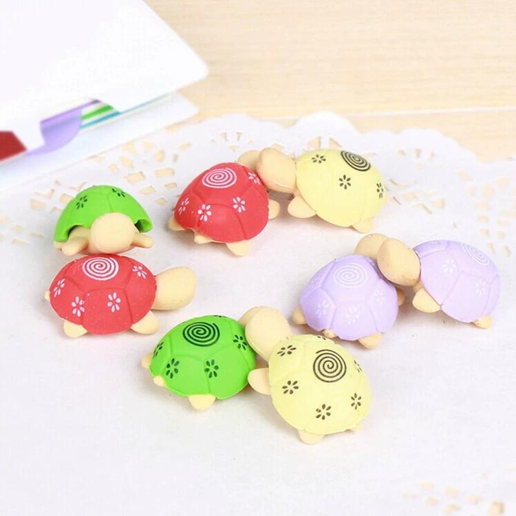

10Pcs Cartoon Lovely Little Turtle Eraser Kids Colorful Stationery School Supplies Colorful Animal Eraser Small Gifts Wholesale