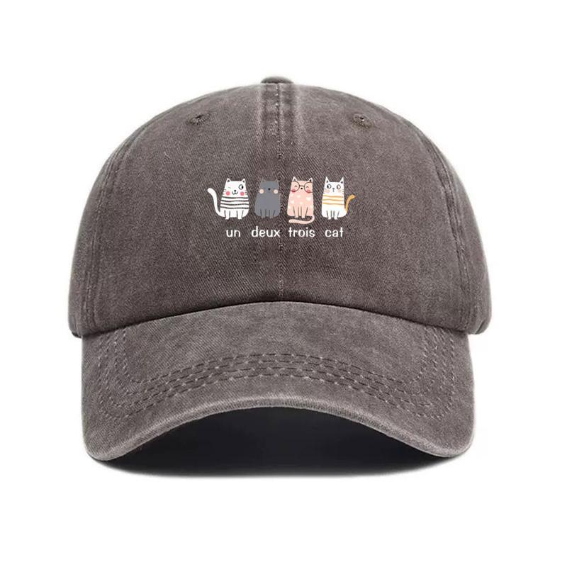 Customize Kittens Vintage Washed Cotton Baseball Cap Adjustable Distressed Trucker Hat For Women Cute Trendy Fashionable Streetwear Sun Hat