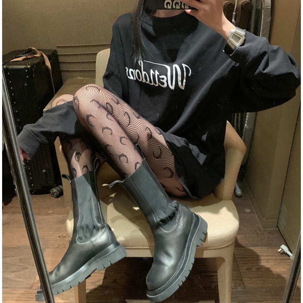 Internet Celebrities Letter Pantyhose Leggings, Moon Stockings Fishnet Stockings Leggings