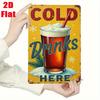Vintage Cold Drinks Here Iron Wall Sign  Retro Rustic Metal Art with Snowflake  Beer Design   WallMounted Decor for Bars