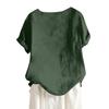 Women's Fashion Casual Round Neck Short Sleeve Cotton And Linen Printed T-shirt Top
