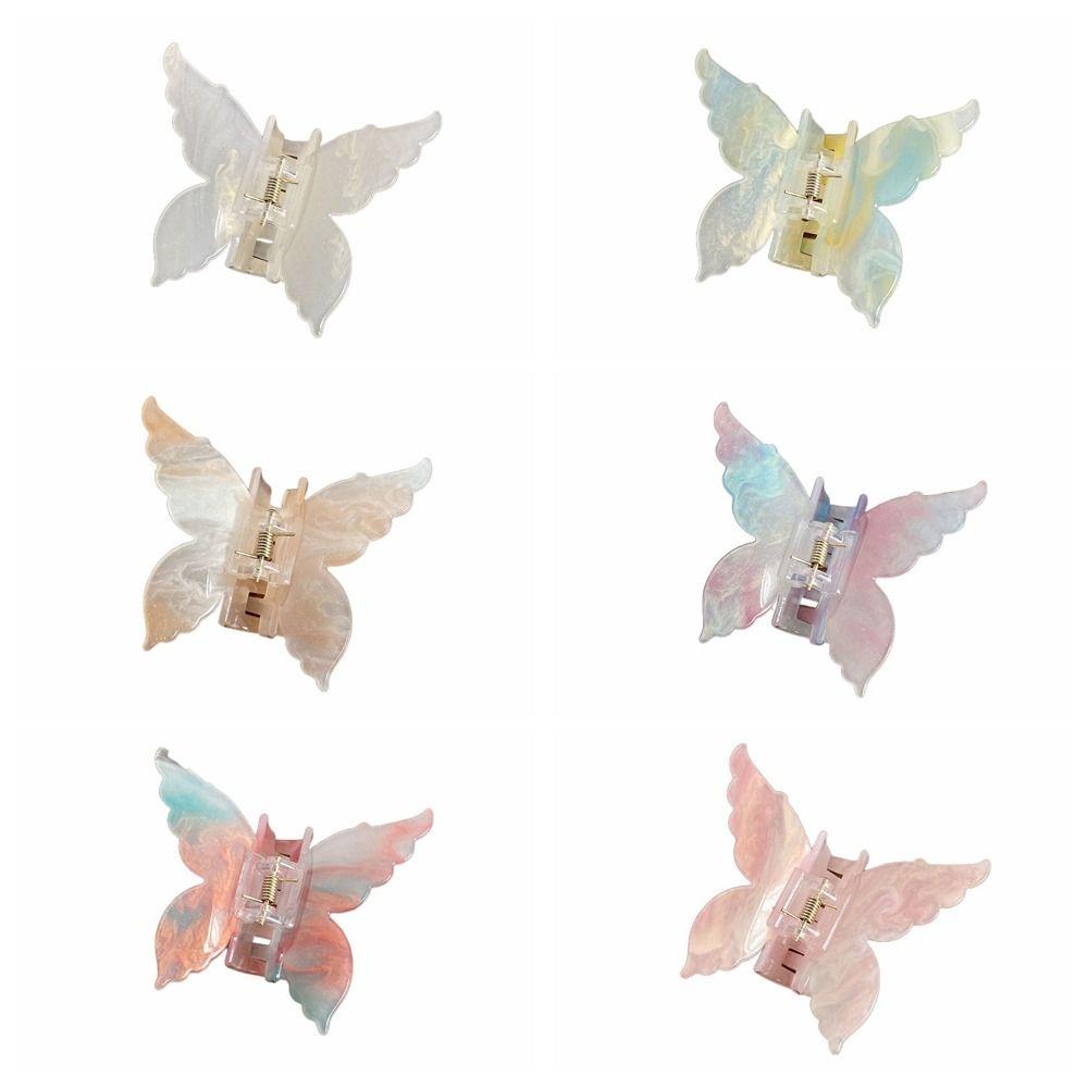 Color Changing Acetate Butterfly Hair Claw Colorful Large Shark Clip Butterfly Hair Clip  Girl