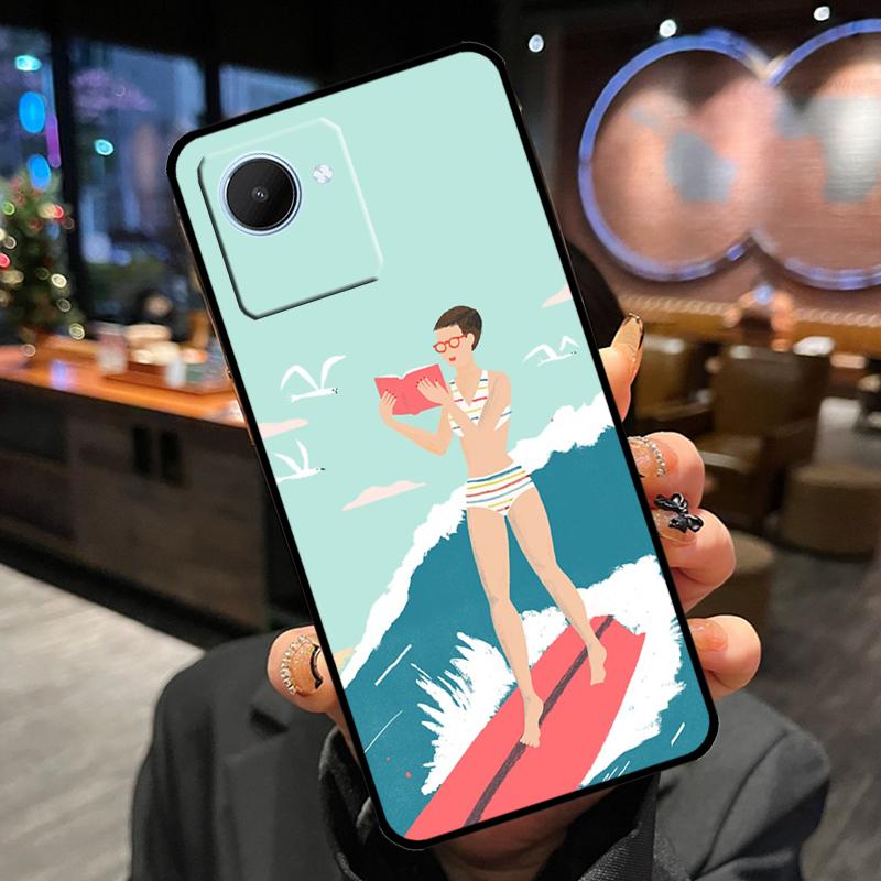 Surfboard Surfing Surf Girl Case For Realme 14 Pro Plus 13 12 11 15 GT6 GT7 Pro C55 C51 C35 C53 C61 C65 C67 C63 C71 C75