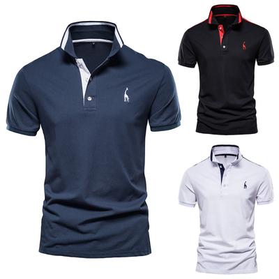Summer New Cotton Sports Short Sleeve Men's Fashion Tops Collar Panel Shirt Top