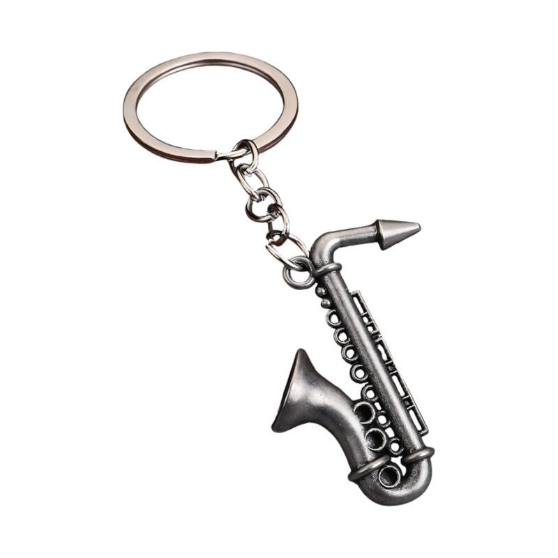 Mini Saxophone Keychain Musical Instrument Keyring Bag Pendant Car Accessory Gift For Music Lover In Retro Color