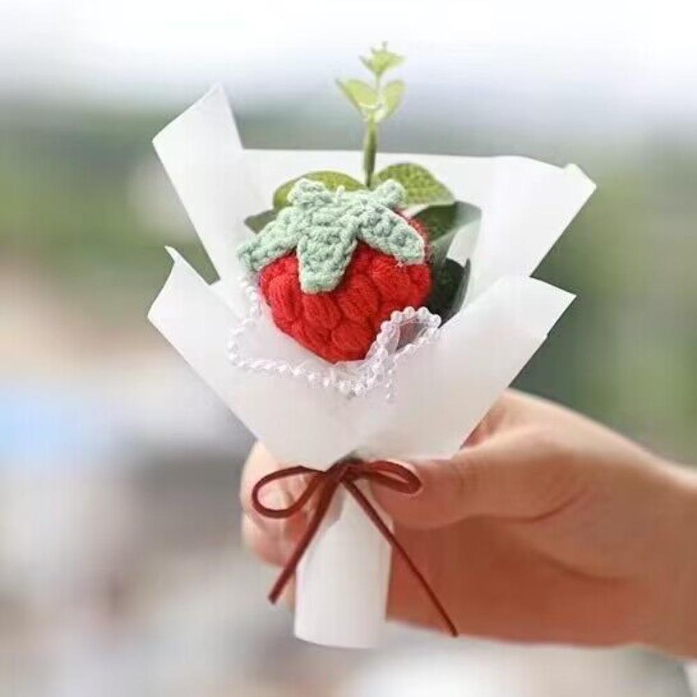Crochet Woven Artificial Flower Hand Knitted Graduation Flower Bouquet Cute Mini Flower Bouquet