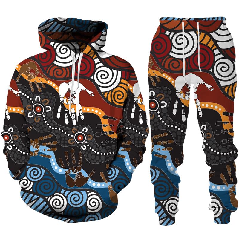 Frühling Herbst Afrikanischer Stil 3D Druck Trainingsanzug Set Mann Frau Hoodie + Hose 2-teilige Sets Dashiki Ethnisch Lässig Pullover Streetwear