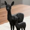 Warm Home Decoration Mom And Child Deer Statue, 3D Printed Deers Ornament, Modern Soft Family Vibe Ornament Black Figurine, Tabletop for Office Living