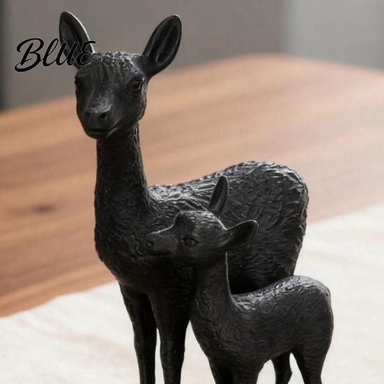 Warm Home Decoration Mom And Child Deer Statue, 3D Printed Deers Ornament, Modern Soft Family Vibe Ornament Black Figurine, Tabletop for Office Living