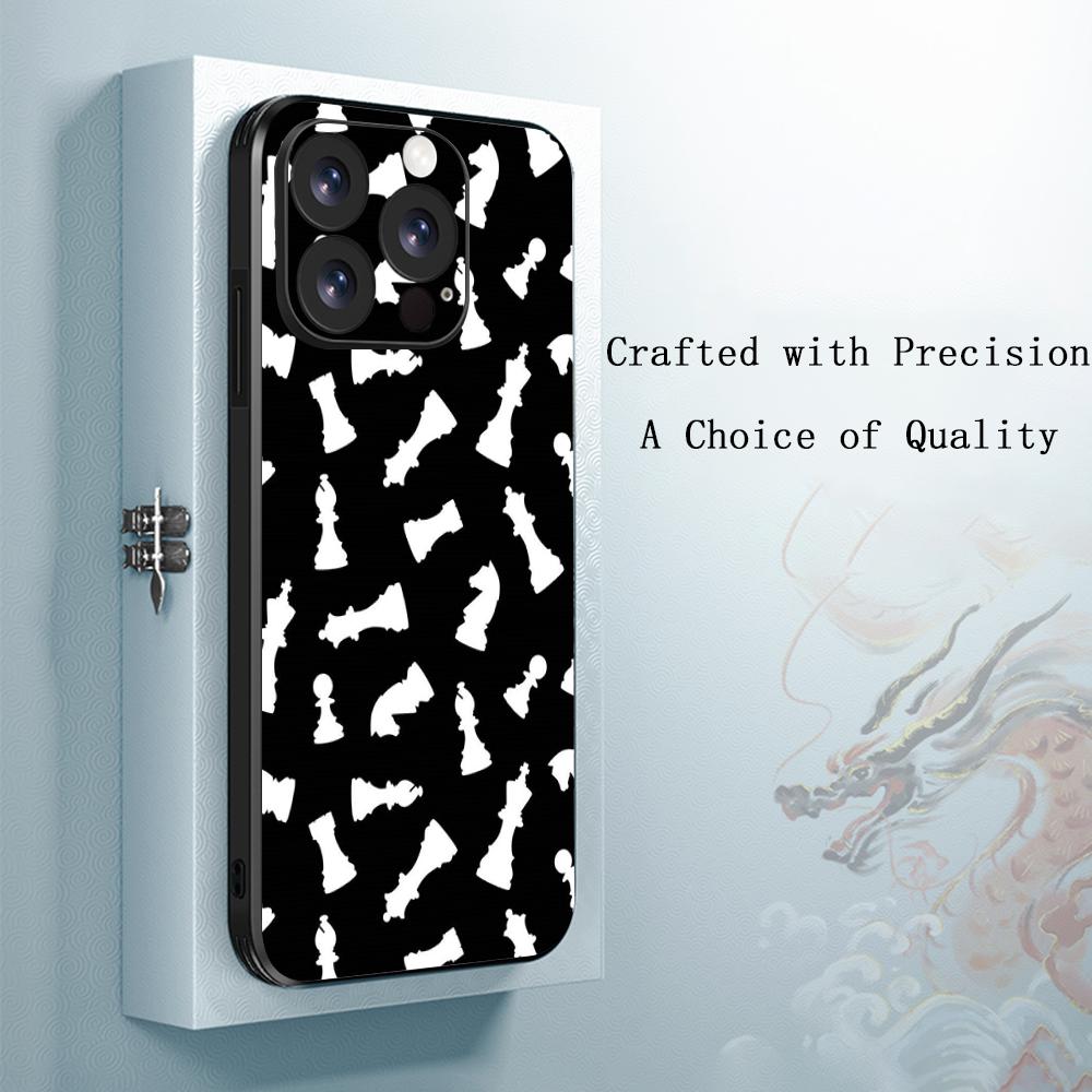 

Chess Simple stylish vintage design Phone Case For iPhone 16 16e 15 14 13 12 11 Plus Mini Pro Max Soft black Shockproof Cover iPhone 13 Pro Max