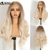 Szlachetna syntetyczna peruka z koronkowym przodem 13X6 Koronkowy przód 26 cali Falowana peruka z koronką dla kobiet Koronkowy przód Ombre Blond Peruka do cosplayu