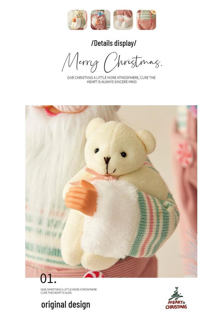 Pink Teddy Bear Santa Claus Christmas Ornaments & Figurines - Festive Home Decor Gifts