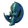 Yousheng 3D Printed Moon Astronaut Figurine, Sitting on Crescent Moon Spaceman Statue, Astronaut Desktop Decoration for Home