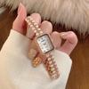 Diamond Pearl Studded Strap Women Watch Luxury Rhinestone Analog Quartz Ladies Bracelet Watches Square Dial Wristwatch Reloj