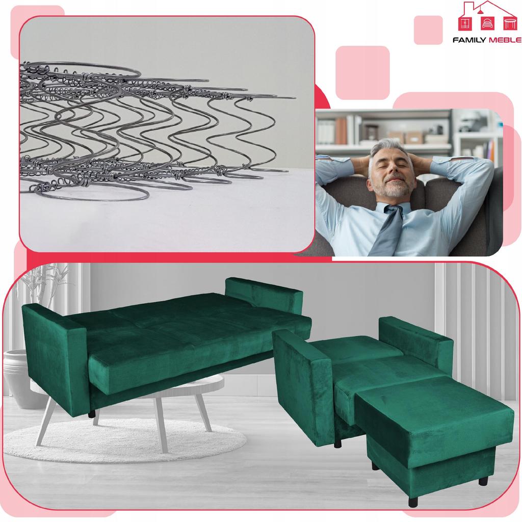 Zestaw mebli wypoczynkowy Alicja wersalka kanapa fotele pufy Family Meble