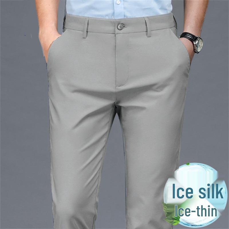 Men's Summer Thin Straight-Cut Ice Silk Pants