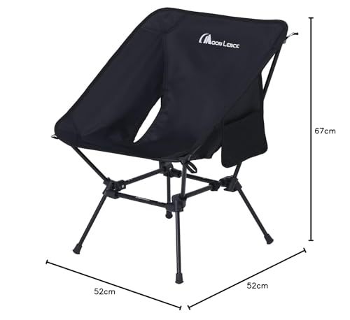 MOON LENCE Utomhusstol, Hög/Låg 2-vägs, Nytt Säte, Stabilare, Lätt, Hopfällbar, Kompakt, 150 kg Viktkapacitet, Camping, Markstol, Vandring,