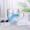 250/350ml Creative Feather Double Wall Glass Cup With Handle Espresso Cups Milk Latte Cappuccino Tea Water Couple Mug Gift