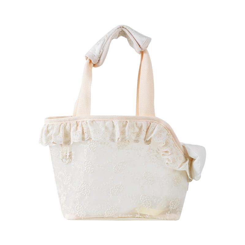 Borsa per Uscita Animali Domestici Portatile Traspirante Borsa a Spalla Teddy Cane Piccolo Pizzo Portatile per Passeggio Trasportino Cane Gatto
