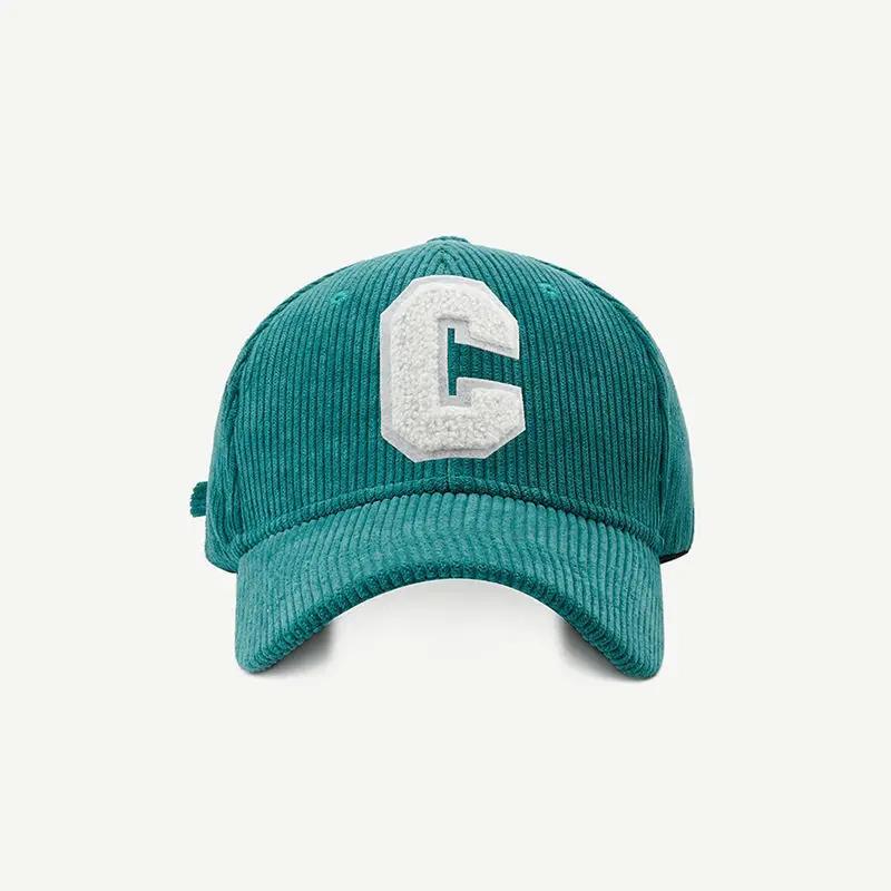 Corduroy Baseball Cap Ladirs Fashion C Letter Snapback Hat Adjustable Casual Hip Hop Cap For Men Outdoor Fishing Jogging