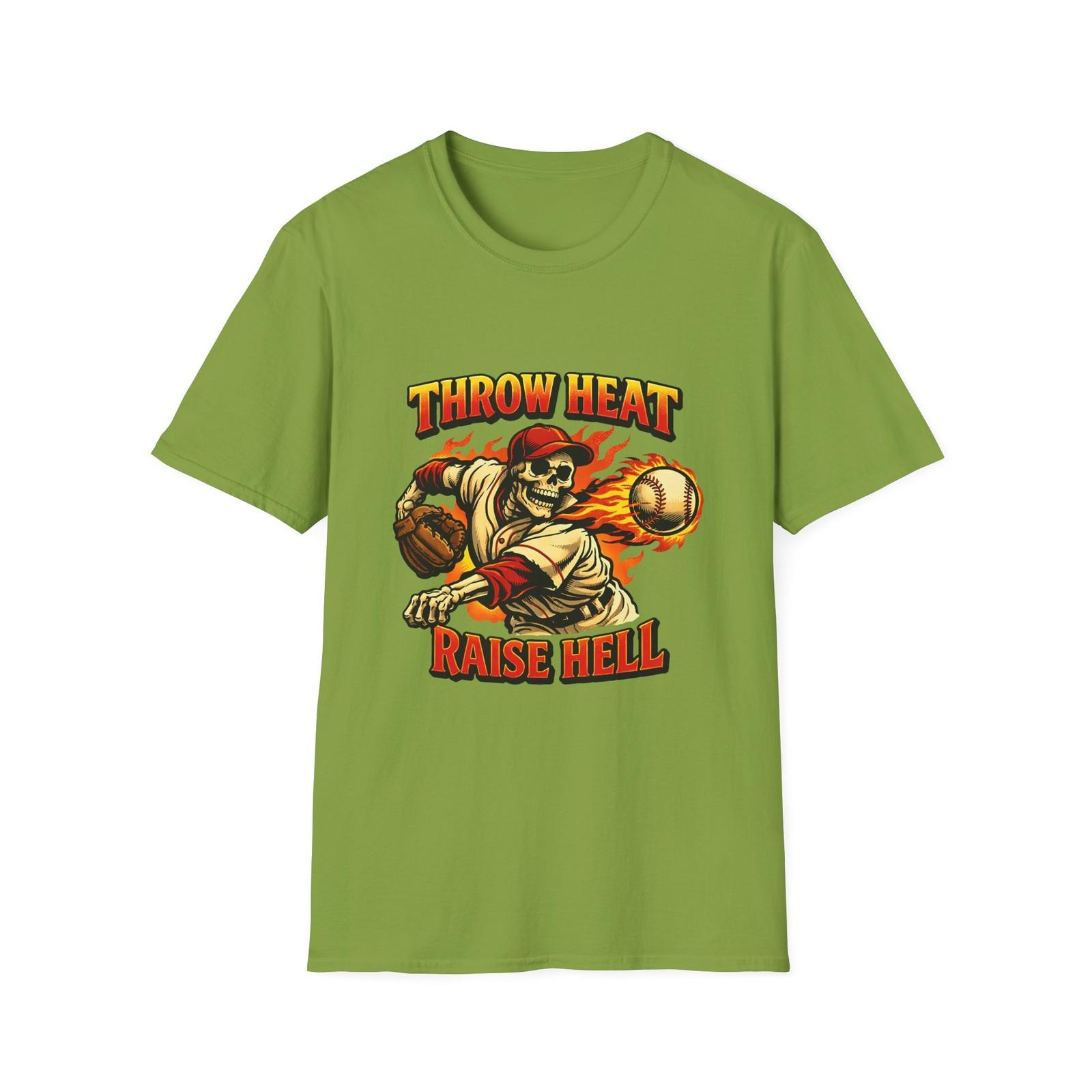 Skeleton Baseball Pitcher Gothic Vintage Fireball Flame Unisex Softstyle T-Shirt S разноцветный