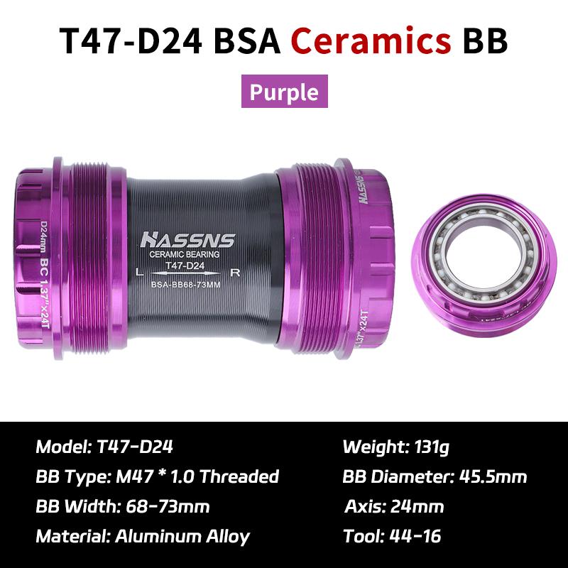HASSNS T47 Bottom Bracket BSA Mtb Central Movement DUB Bicycle Hollowtech Central Movement Mountain Bike Ceramics BB 68-73MM