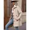 Women's Notched Lapel Wool Blend Coat, Slim Fit Belted Waist Trench with Thermal Lining, Elegant Office Chic Overcoat for Commute With Pockets